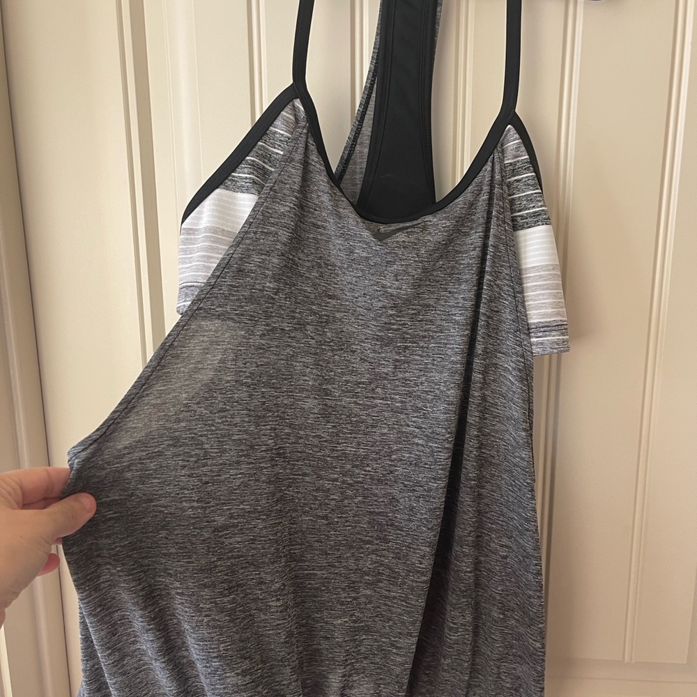 Nike Gray and Black Strappy Tank Top